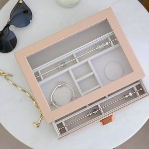 New (NIP!) The Container Store Pink & Rose Gold Jewelry Box Stackers, Pink/Rose